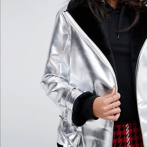 Metallic aviator jacket